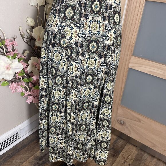 Emma James Women's Skirt Size Small Artsy Abstract Pull On Stretch Bohemian Midi - Picture 6 of 7